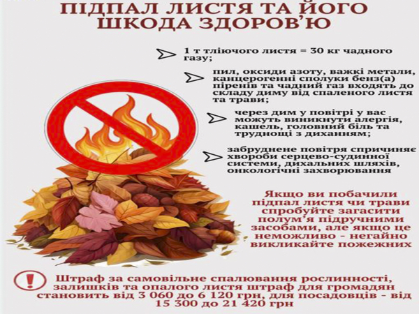 ПІДПАЛ ЛИСТЯ ТА ЙОГО ШКОДА ЗДОРОВʼЮ